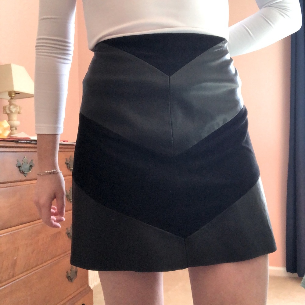 Zara leather and suede chevron skirt